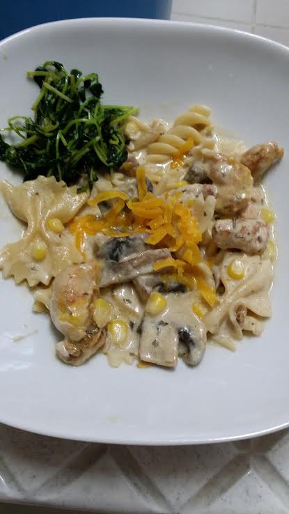 mushroom sweetcorn pasta 3